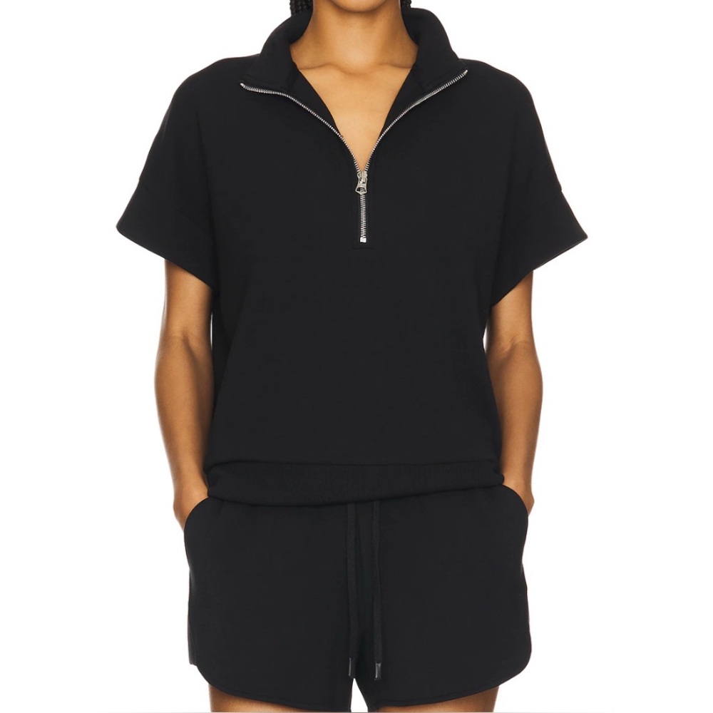 Varley Ritchie Short Sleeve Half Zip Sweat In Black Size S - Picture 2 of 13